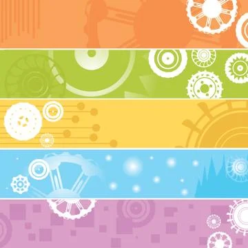 Web banners, gears Stock Illustration