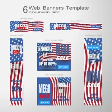 Web banners of Memorial Day vector set of standard size on the gradient gra.. Stock Illustration