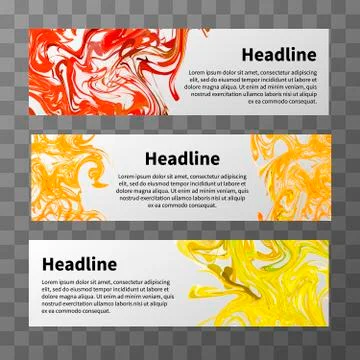 Web banners with red, yellow and orange splashes of paint Stock Illustration