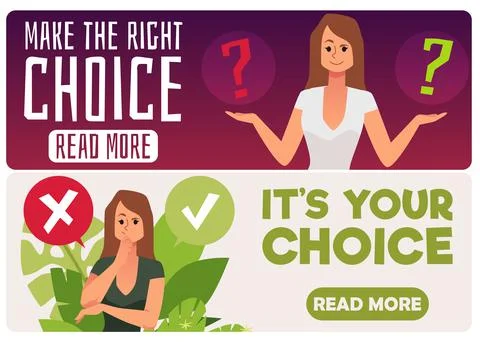 Web banners set with concepts of choice and decision making process, flat vector Stock Illustration
