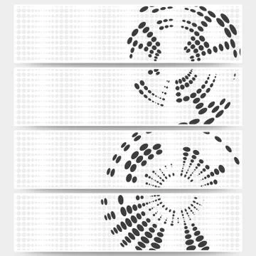 Web banners set of header layout templates, circle halftone vector backgrounds Stock Illustration