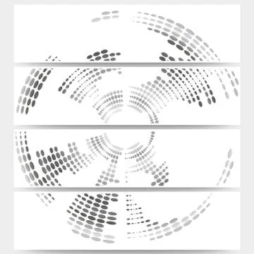 Web banners set of header layout templates, circle halftone vector backgrounds 스톡 일러스트