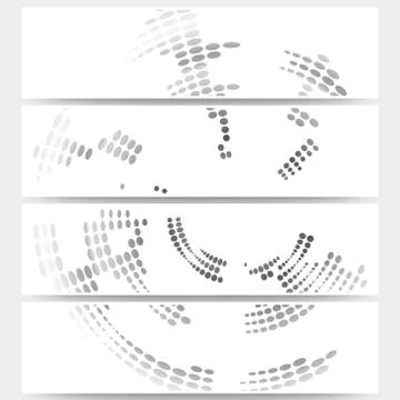 Web banners set of header layout templates, circle halftone vector backgrounds Stock Illustration