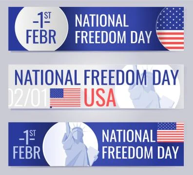 Web banners set for National freedom day USA Stock Illustration