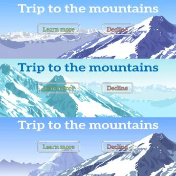 Web banners set on the theme of mountains, adventures, tourism Stock Illustration