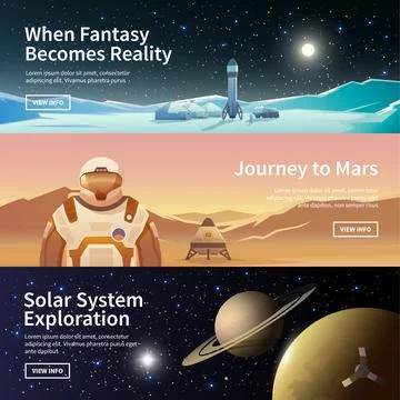 Web banners on the theme of astronomy Stock Illustration