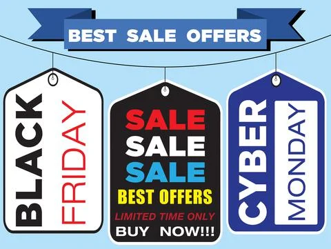 Web banners vector illustrations showing different sales offers Stock Illustration