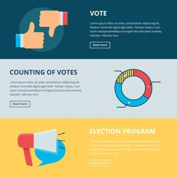 Web banners: vote, counting of votes, election program. Stock Illustration