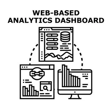 Web based analytics dashboard displaying data visualization 库存插图