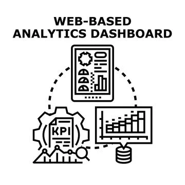 Web based analytics dashboard managing business data Stock Illustration
