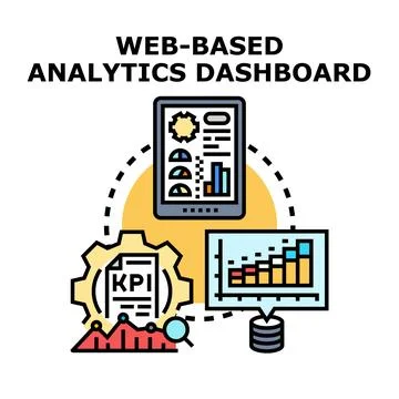 Web based analytics dashboard managing business data Stock Illustration