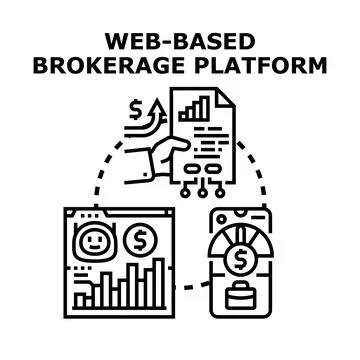 Web based brokerage platform for digital investment and trading Stock Illustration