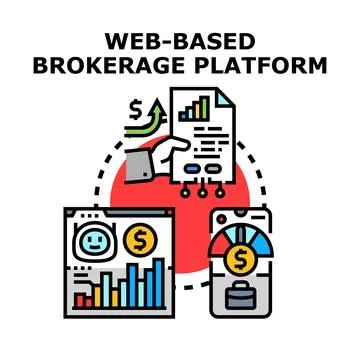 Web based brokerage platform for digital investment and trading Stock Illustration