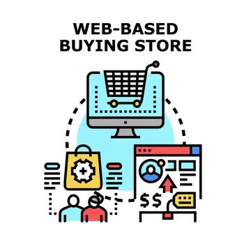 Web based buying store online e commerce platform Stock Illustration