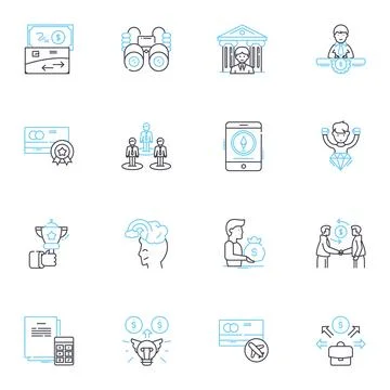 Web-based company linear icons set. Online, Technology, Cloud, Software, Digital Illustrazione stock