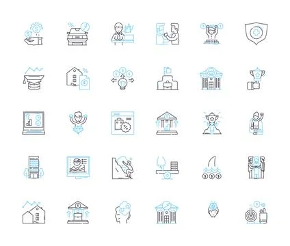 Web-based company linear icons set. Online, Technology, Cloud, Software, Digital Illustrazione stock