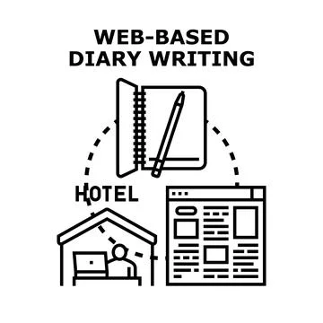 Web based diary writing activity concept illustration Stock Illustration
