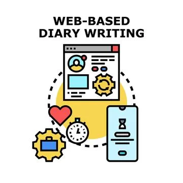 Web based diary writing and digital journaling concept Stock Illustration