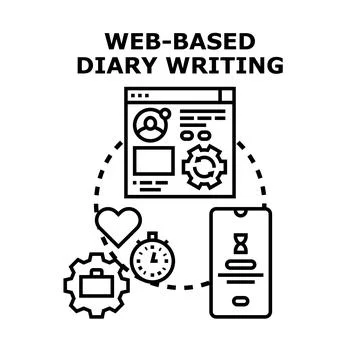 Web based diary writing and digital journaling concept Stock Illustration