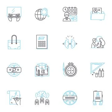 Web-based education linear icons set. Online, E-learning, Distance learning 스톡 일러스트