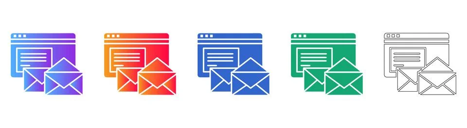 Web Based Email and Messaging Interface Icons Stockillustratie