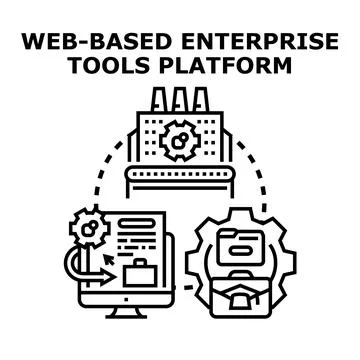 Web based enterprise tools platform ecosystem connecting business solutions Stock Illustration