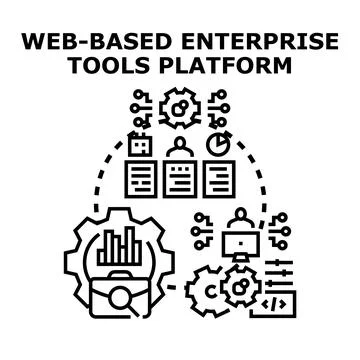 Web based enterprise tools platform managing business processes Stock Illustration