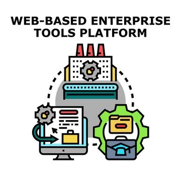 Web based enterprise tools platform ecosystem connecting business solutions Stock Illustration
