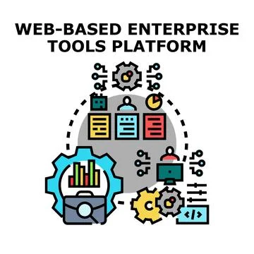 Web based enterprise tools platform managing business processes 库存插图