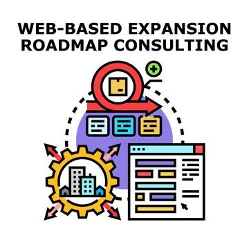 Web based expansion roadmap consulting process illustration Stock Illustration