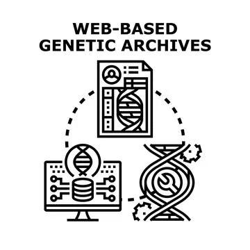 Web based genetic archives storing human genome data Stock Illustration