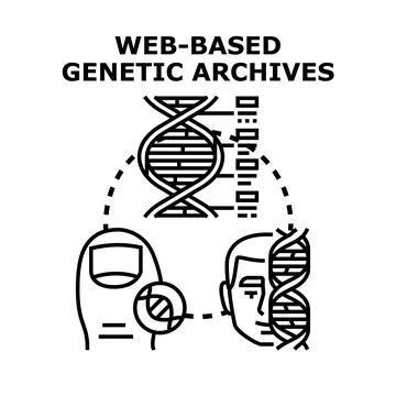 Web based genetic archives storing human genetic information Illustration