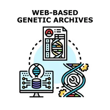 Web based genetic archives storing human genome data Stock Illustration