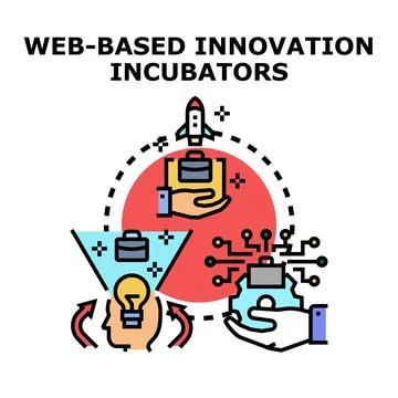 Web based innovation incubating business startup and development Stock Illustration