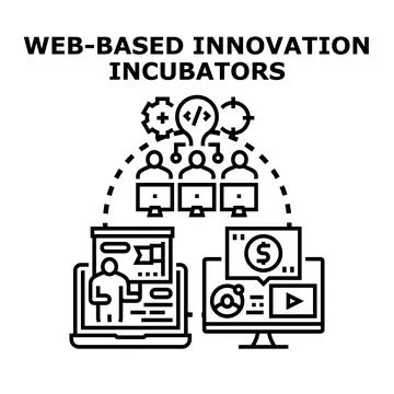 Web based innovation incubators developing startup projects Stock Illustration
