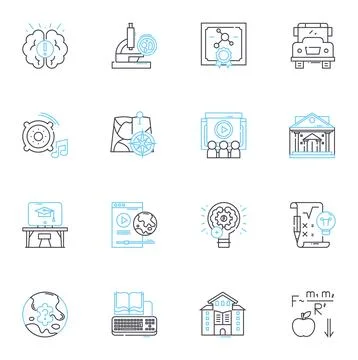 Web-based learning linear icons set. E-Learning, Podcasting, Online education Illustrazione stock