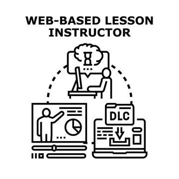 Web based lesson instructor teaching online course Stock Illustration