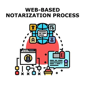 Web based notarization process with digital document service Stock Illustration