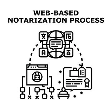 Web based notarization process with digital document service Stock Illustration