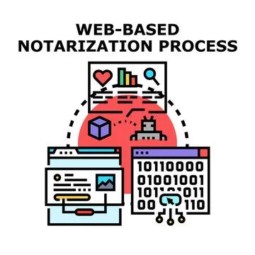 Web based notarization process via digital technology Stock Illustration