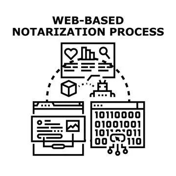 Web based notarization process via digital technology Stock Illustration