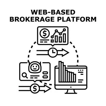 Web based online brokerage platform concept vector Stock Illustration