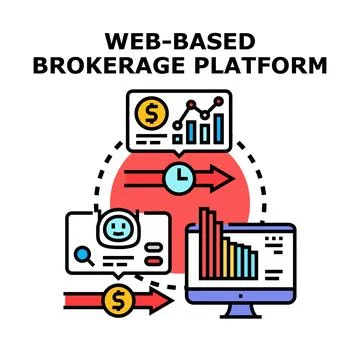 Web based online brokerage platform concept vector Stock Illustration