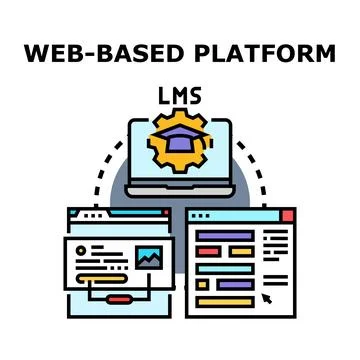 Web based platform connecting learning management system technology Illustrazione stock