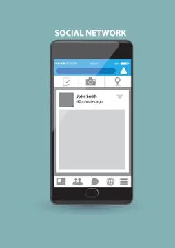 Web-based Social Network Service Application on Smart Phone Stock Illustration