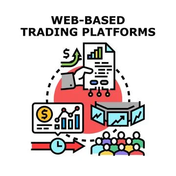 Web based trading platforms concept process investing Stock Illustration
