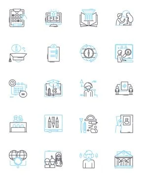 Web-based Training linear icons set. E-Learning, Online education, Distance Stock Illustration