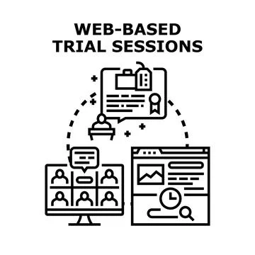 Web based trial sessions legal arbitration concept Stock Illustration