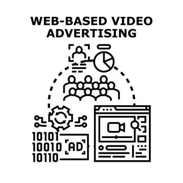 Web based video advertising online showing digital marketing production Stock Illustration