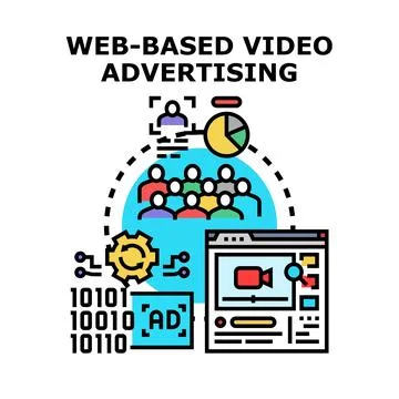 Web based video advertising online showing digital marketing production Stock Illustration